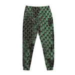 Green Snakeskin Print Jogger Pants