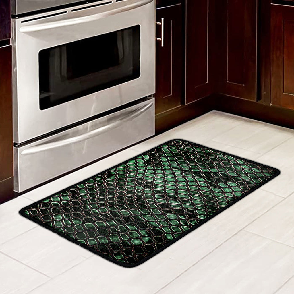 Green Snakeskin Print Kitchen Mat