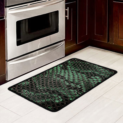 Green Snakeskin Print Kitchen Mat