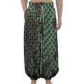Green Snakeskin Print Lantern Pants