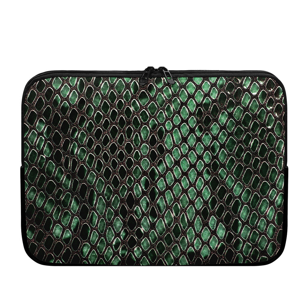Green Snakeskin Print Laptop Sleeve