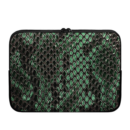 Green Snakeskin Print Laptop Sleeve