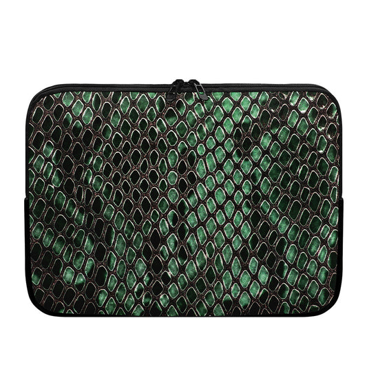 Green Snakeskin Print Laptop Sleeve