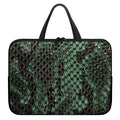 Green Snakeskin Print Laptop Sleeve With Handle