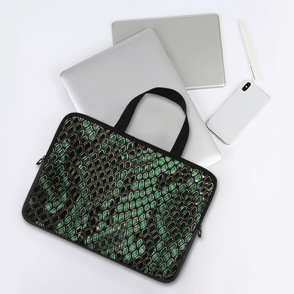Green Snakeskin Print Laptop Sleeve With Handle
