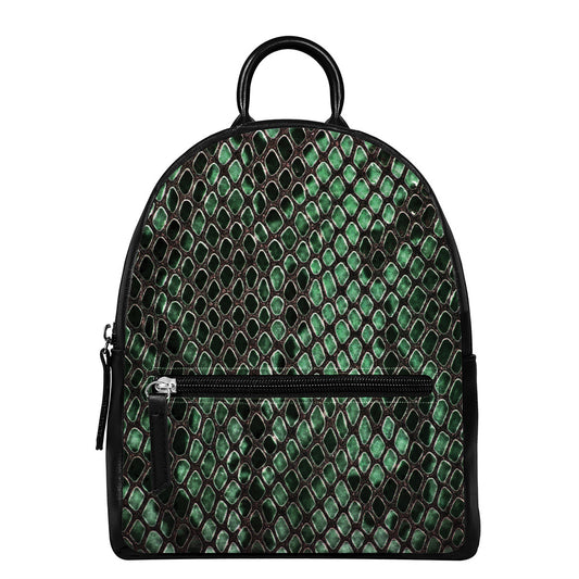 Green Snakeskin Print Leather Backpack