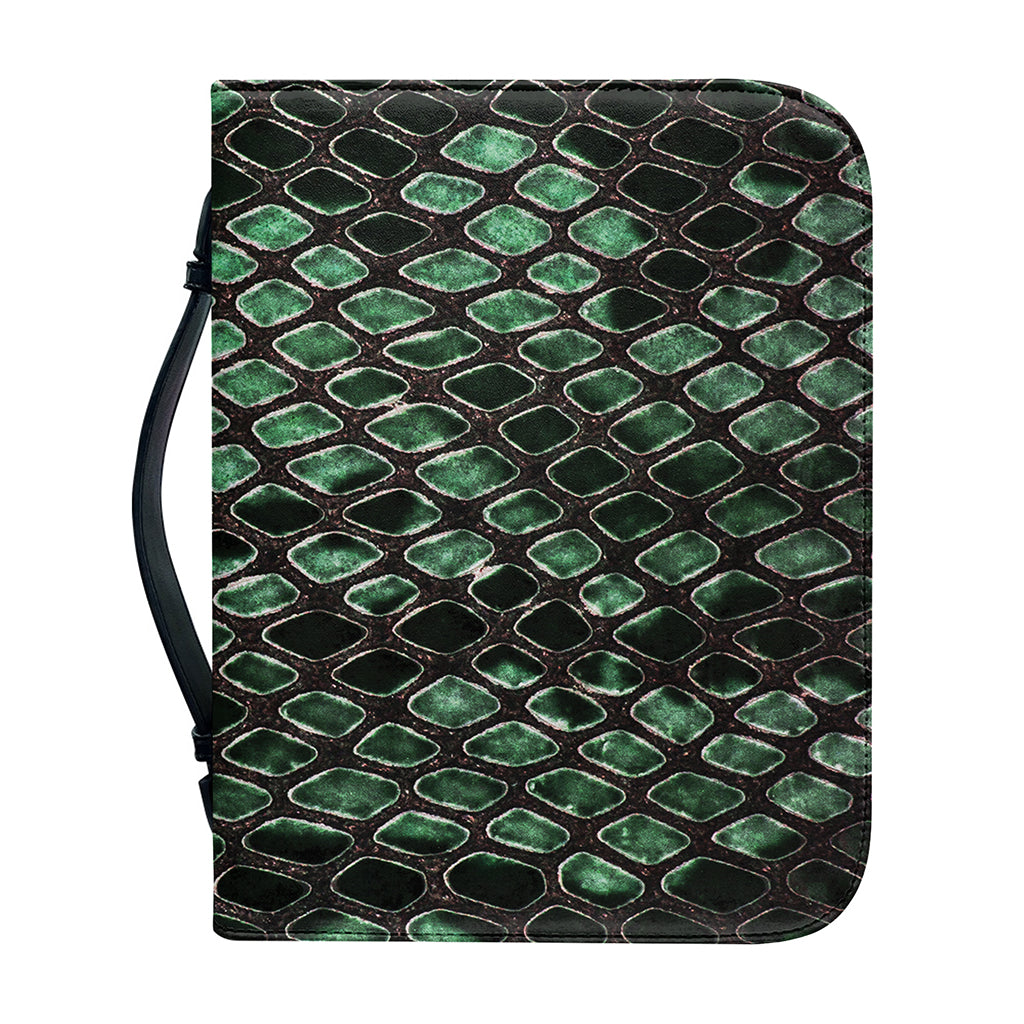 Green Snakeskin Print Leather Bible Cover