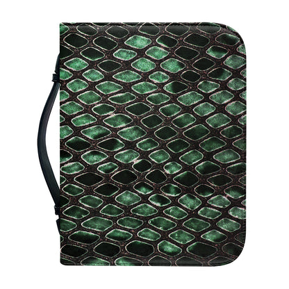 Green Snakeskin Print Leather Bible Cover