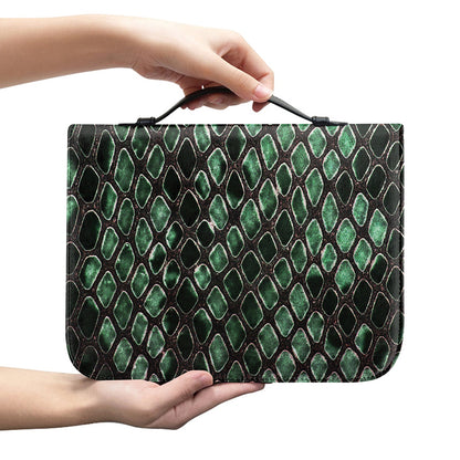 Green Snakeskin Print Leather Bible Cover