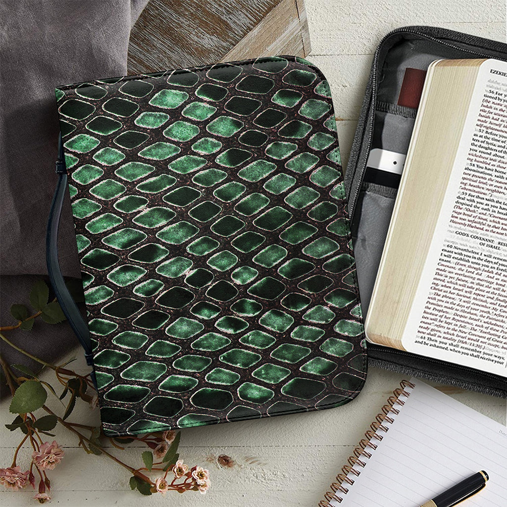 Green Snakeskin Print Leather Bible Cover