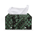 Green Snakeskin Print Leather Tissue Box Cover