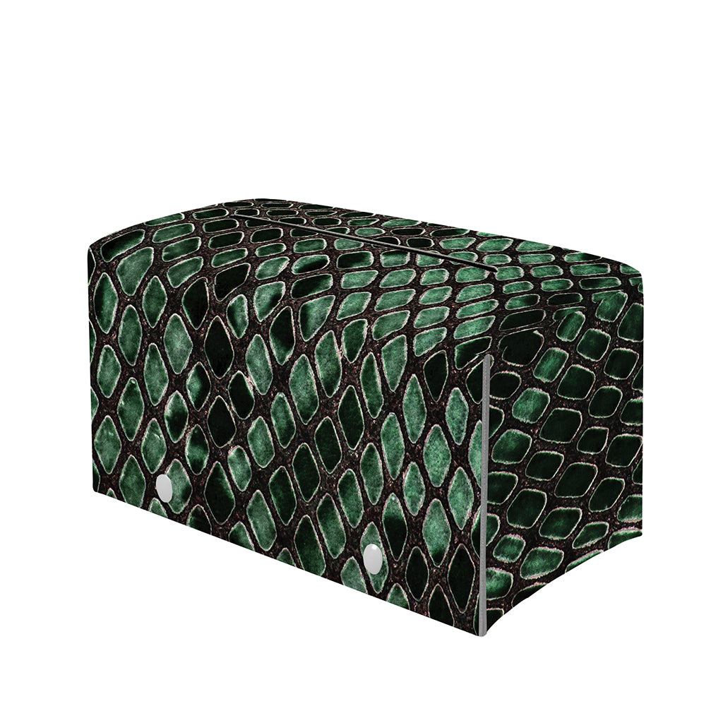 Green Snakeskin Print Leather Tissue Box Cover