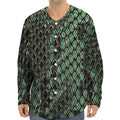 Green Snakeskin Print Long Sleeve Baseball Jersey