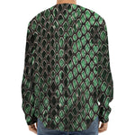 Green Snakeskin Print Long Sleeve Baseball Jersey
