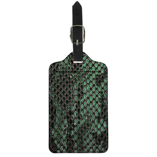 Green Snakeskin Print Luggage Tag
