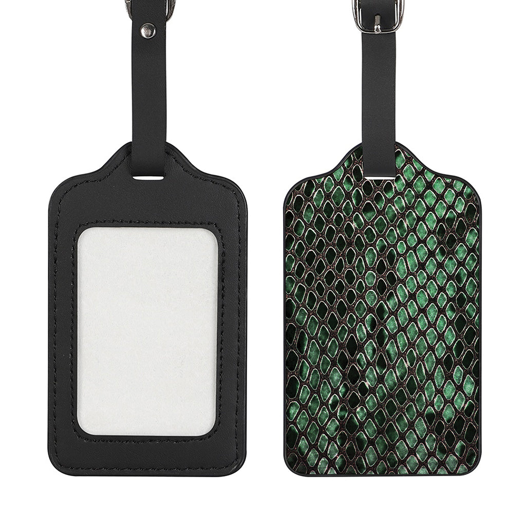 Green Snakeskin Print Luggage Tag