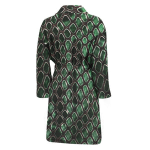 Green Snakeskin Print Men's Bathrobe