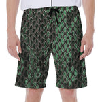 Green Snakeskin Print Men's Beach Shorts