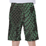 Green Snakeskin Print Men's Beach Shorts