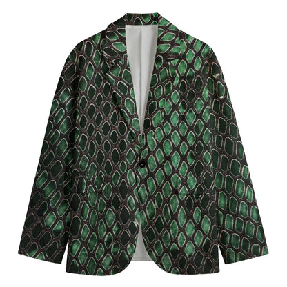 Green Snakeskin Print Men's Blazer