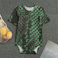 Green Snakeskin Print Men's Bodysuit