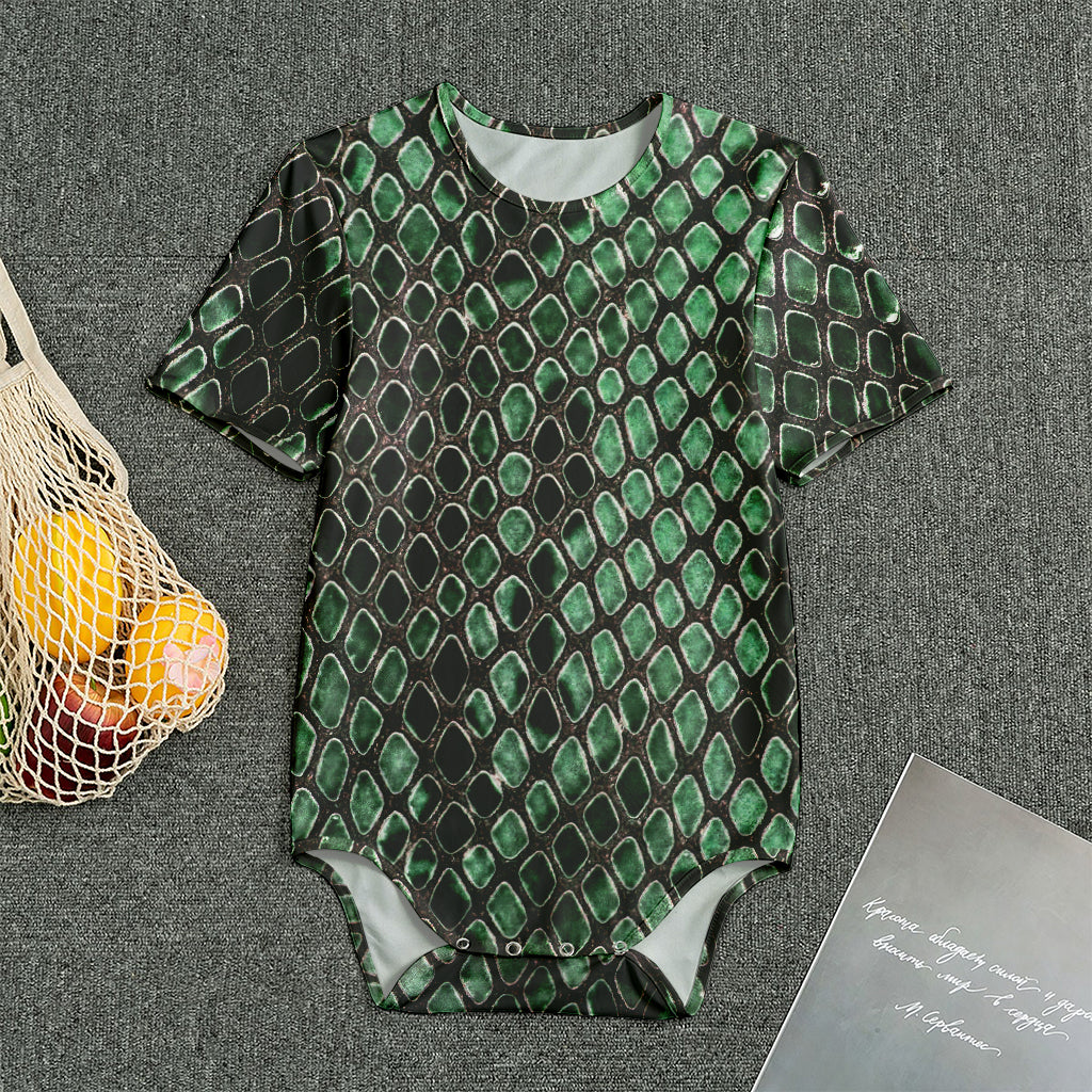 Green Snakeskin Print Men's Bodysuit