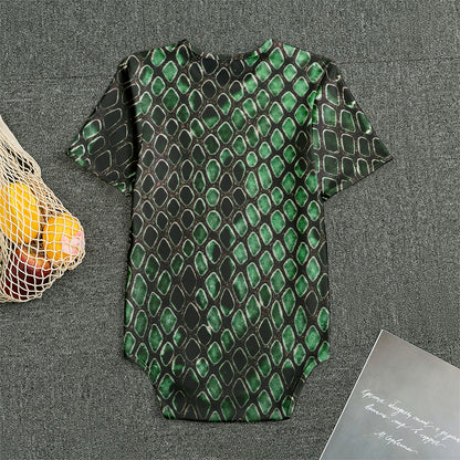 Green Snakeskin Print Men's Bodysuit