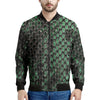 Green Snakeskin Print Men's Bomber Jacket