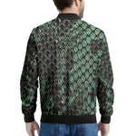 Green Snakeskin Print Men's Bomber Jacket