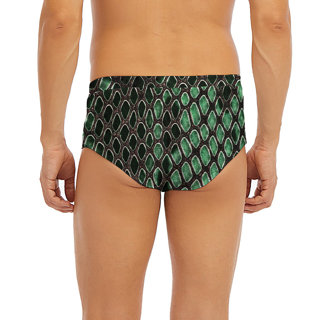 Green Snakeskin Print Men's Briefs