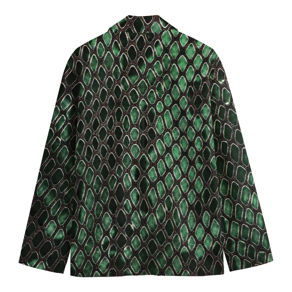 Green Snakeskin Print Men's Cotton Blazer
