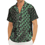 Green Snakeskin Print Men's Deep V-Neck Shirt