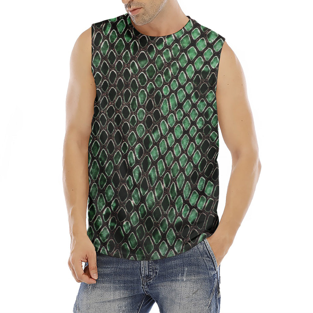 Green Snakeskin Print Men's Fitness Tank Top