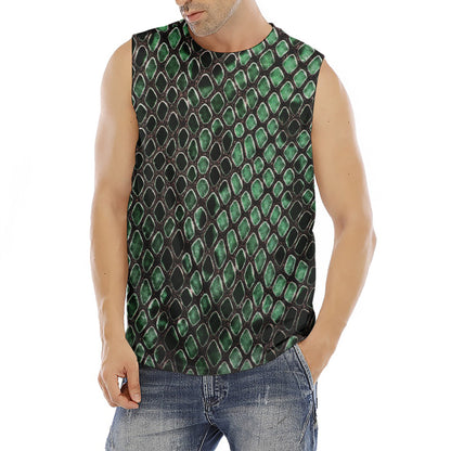 Green Snakeskin Print Men's Fitness Tank Top