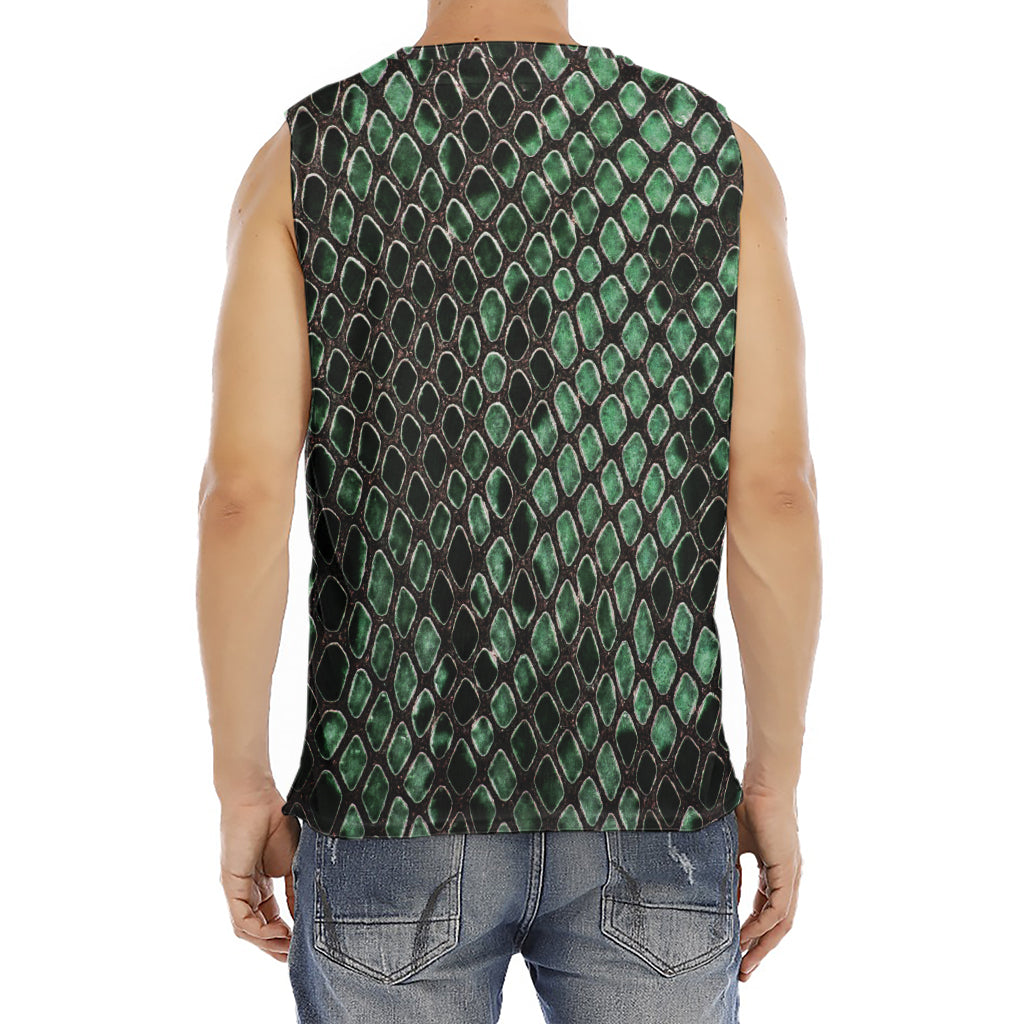 Green Snakeskin Print Men's Fitness Tank Top
