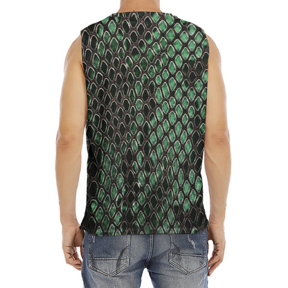 Green Snakeskin Print Men's Fitness Tank Top