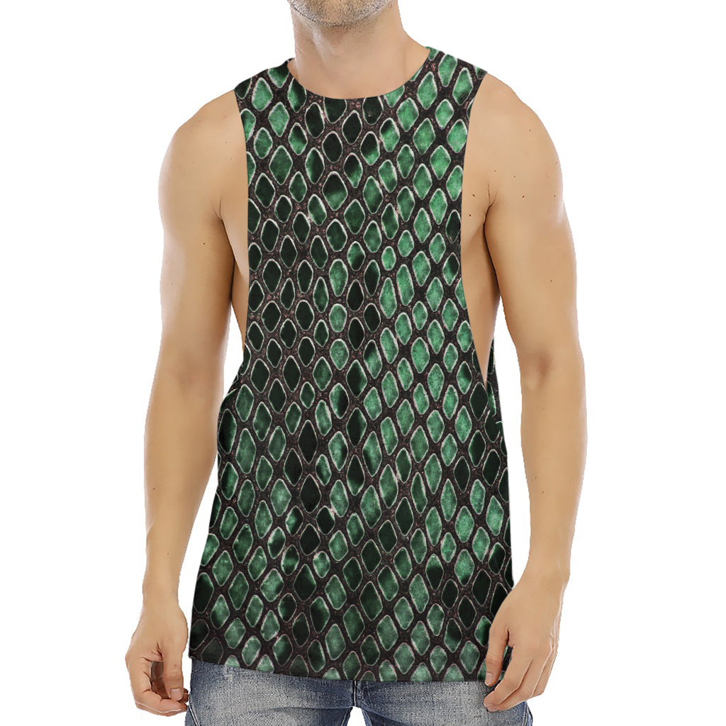 Green Snakeskin Print Men's Muscle Tank Top
