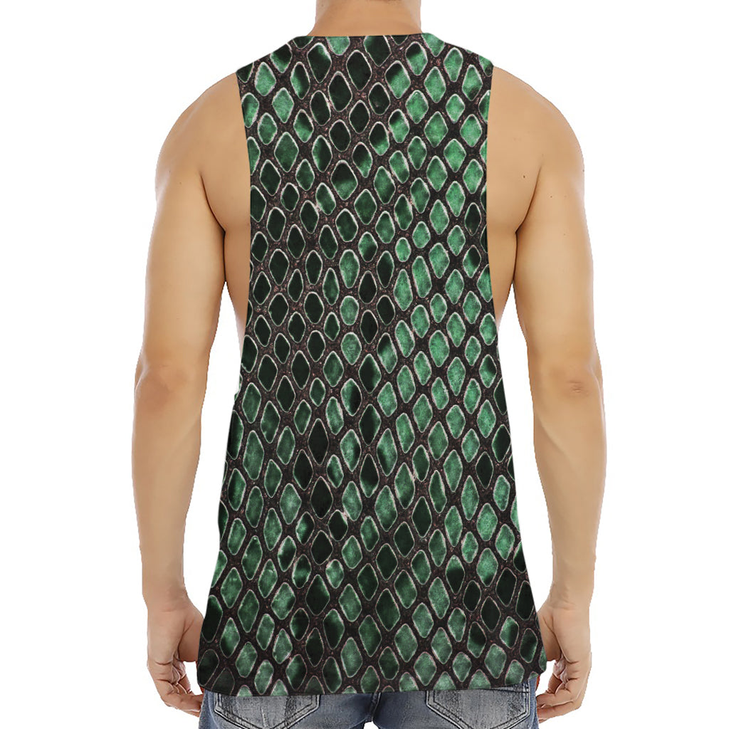 Green Snakeskin Print Men's Muscle Tank Top
