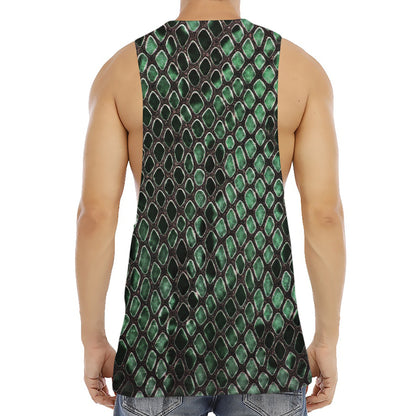 Green Snakeskin Print Men's Muscle Tank Top