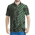 Green Snakeskin Print Men's Polo Shirt