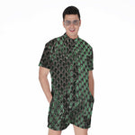 Green Snakeskin Print Men's Rompers