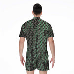 Green Snakeskin Print Men's Rompers