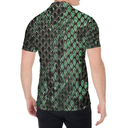 Green Snakeskin Print Men's Shirt