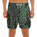 Green Snakeskin Print Men's Split Running Shorts