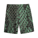 Green Snakeskin Print Men's Sports Shorts