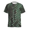 Green Snakeskin Print Men's Athletic T-Shirt