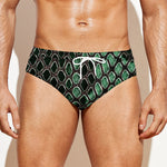 Green Snakeskin Print Men's Swim Briefs