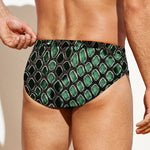 Green Snakeskin Print Men's Swim Briefs