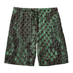 Green Snakeskin Print Men's Swim Trunks