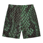 Green Snakeskin Print Men's Swim Trunks